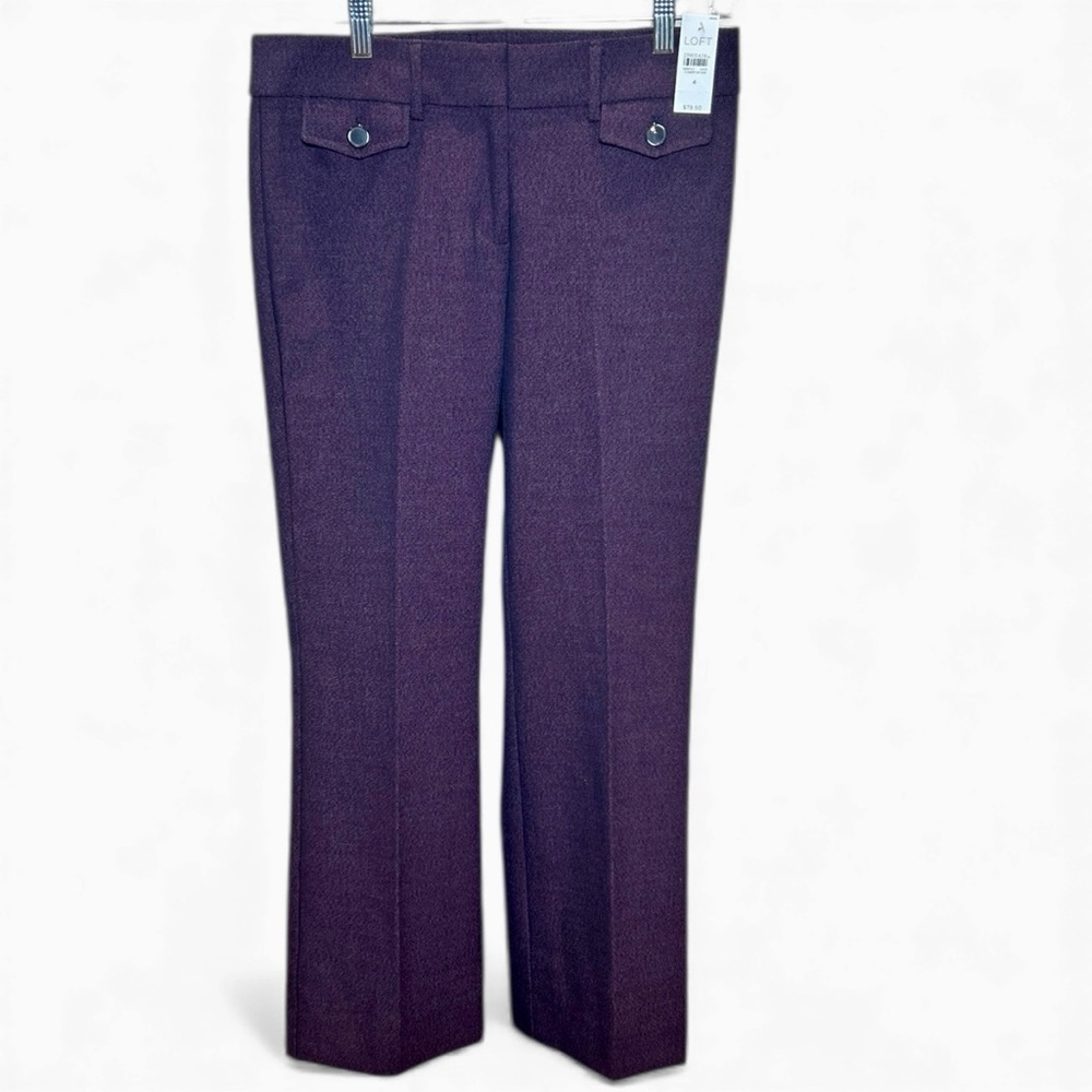 LOFT Marisa Trouser Dark Berry Melange Wide Leg Pants Size 4